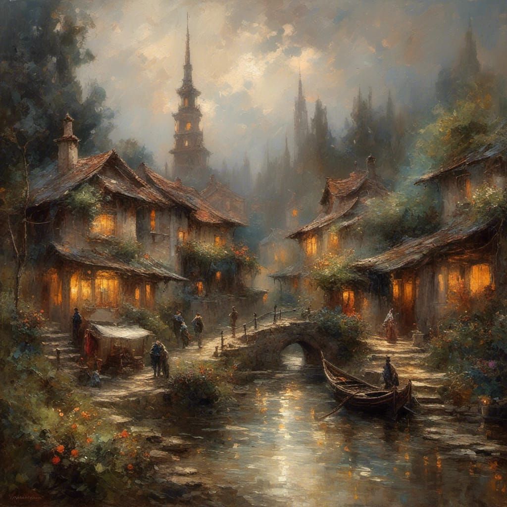 Surreal Dreamscape in Oil and Grunge Style