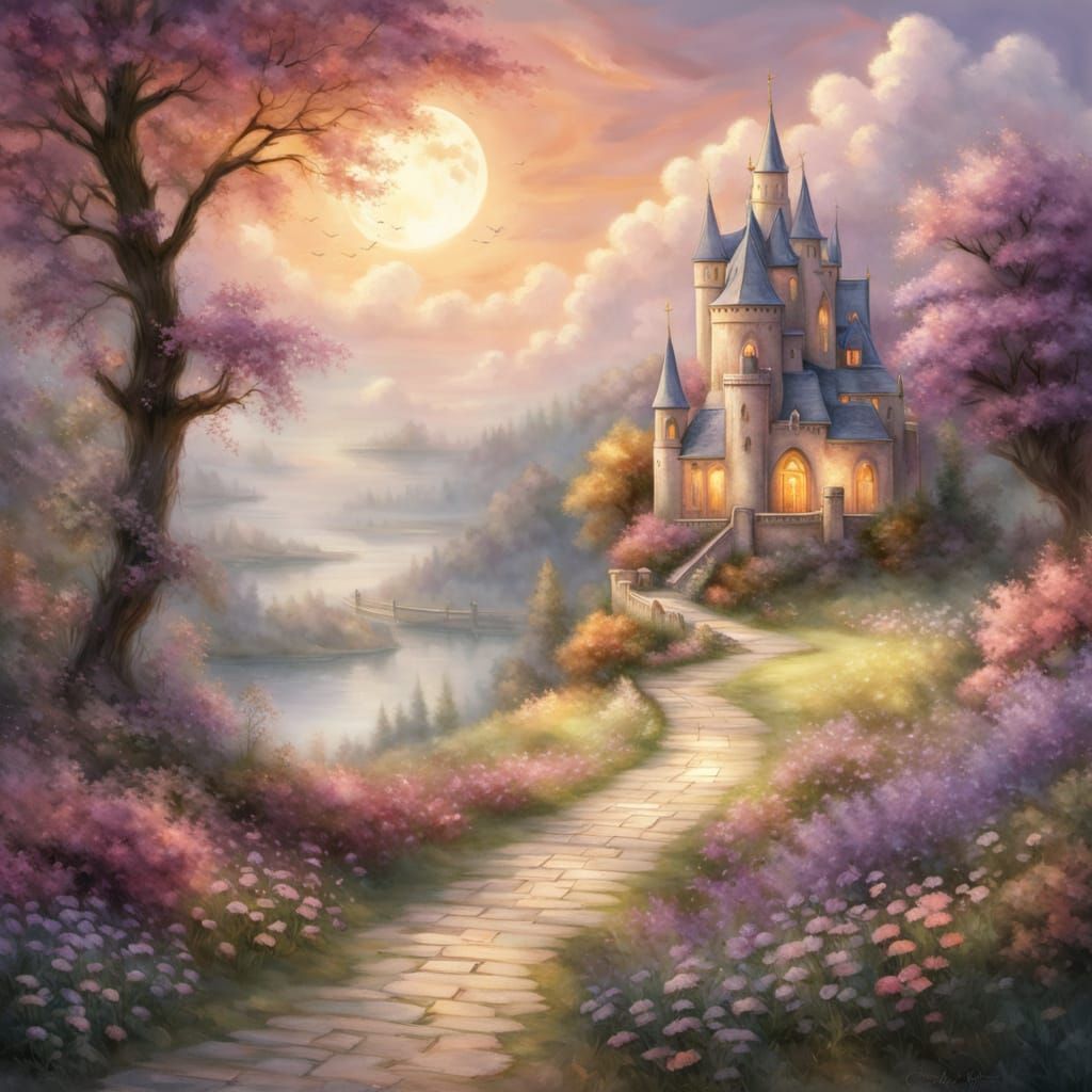 Ethereal Castle Landscape in Soft Focus
