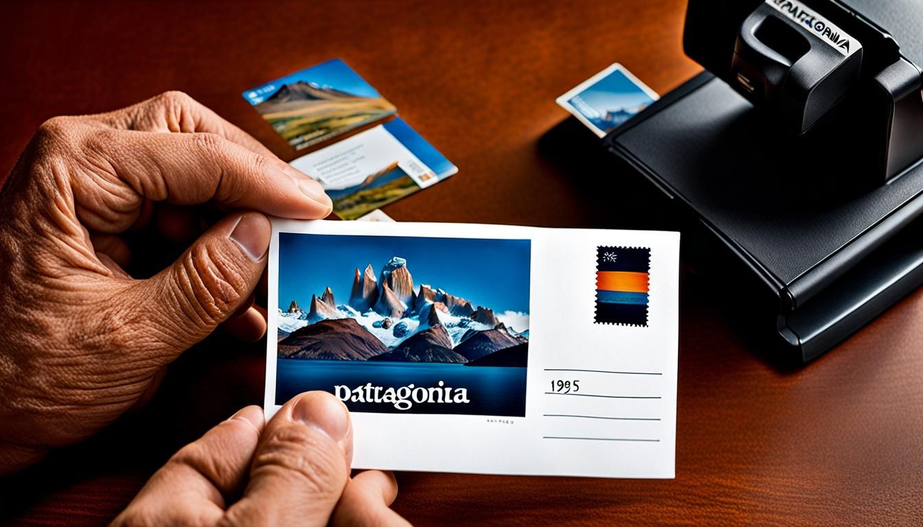 Patagonia Postcard in Hand, Hyperrealistic Close-Up