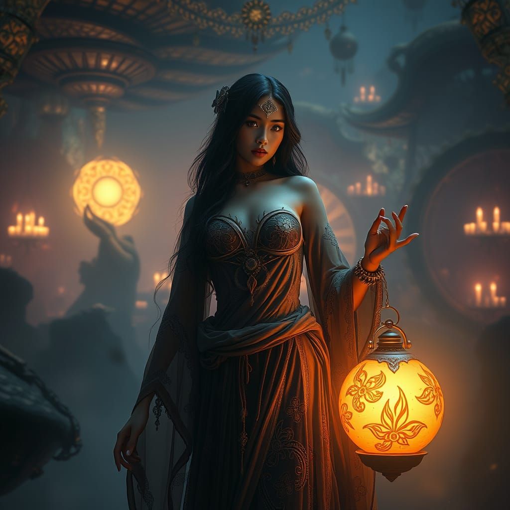 Mystical Woman in Dreamlike Setting, Surreal Art