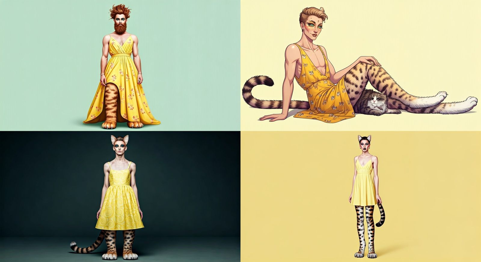 Androgynous Furry Man in Yellow Dress