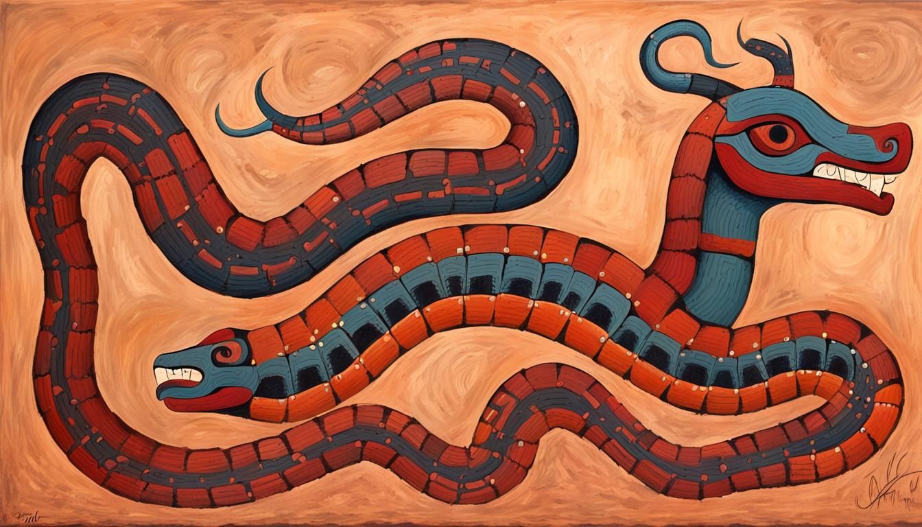 Avanyu Horned Serpent in Tewa Pueblo Style