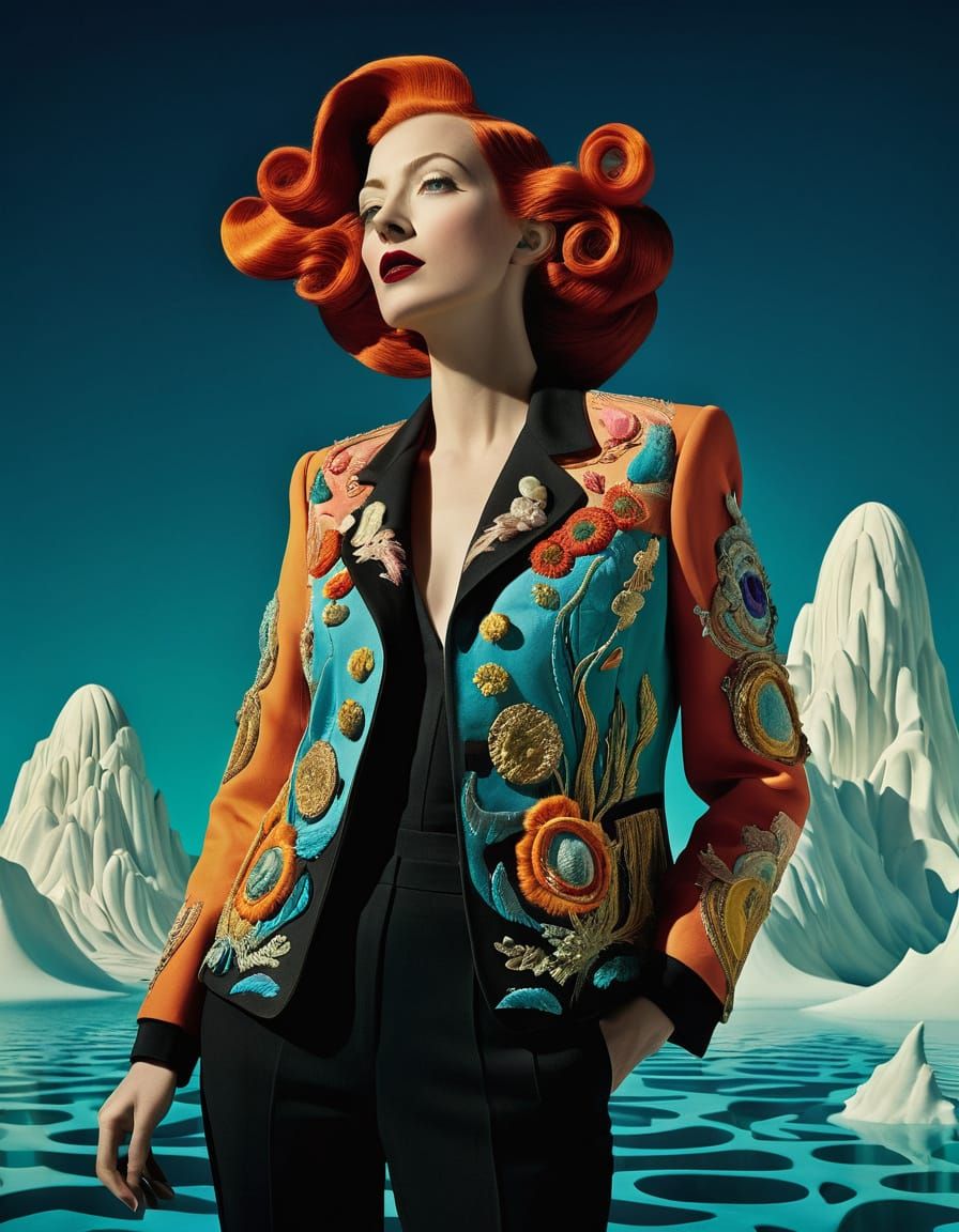 Avant-Garde Opera Singer in a Whimsical Dreamscape