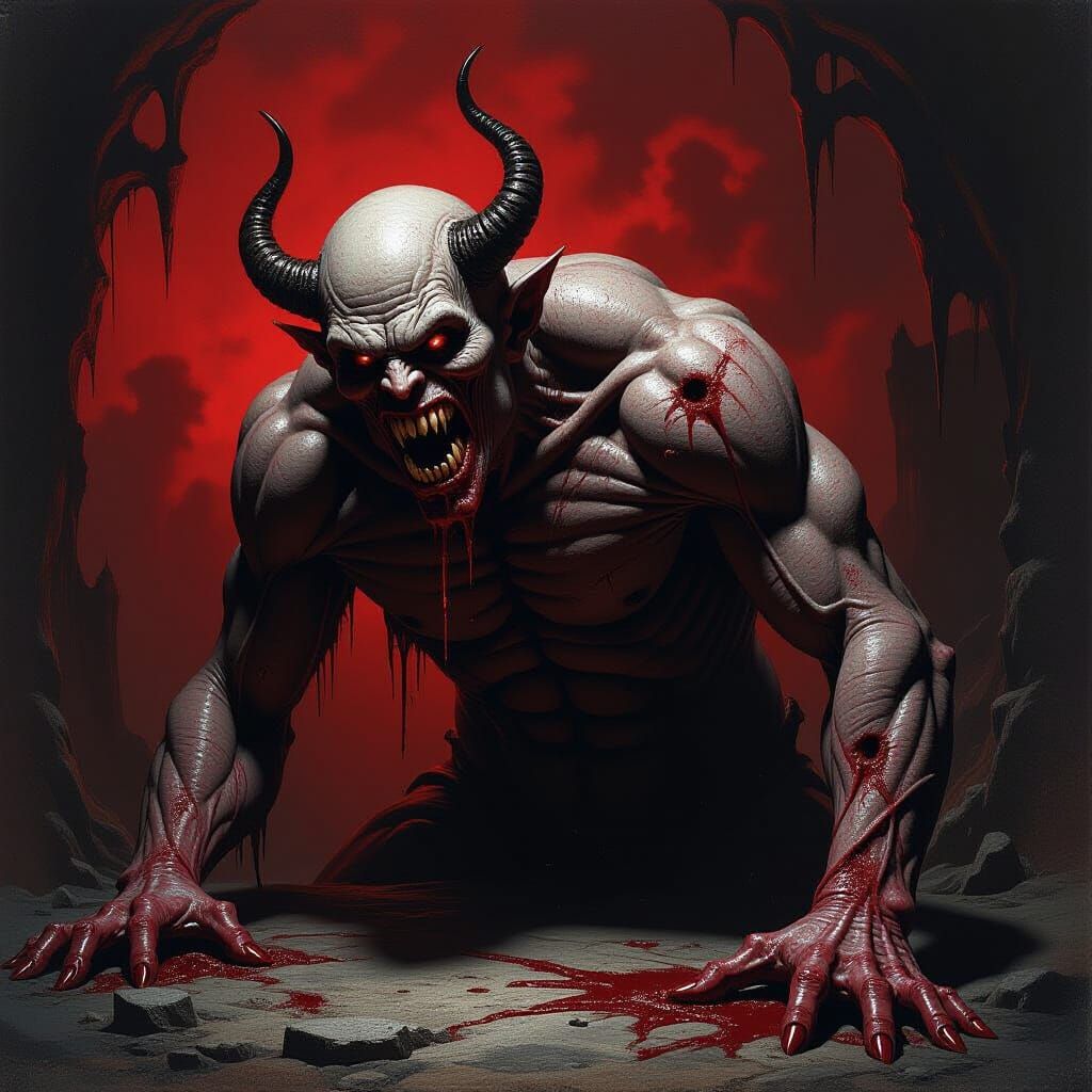 Grotesque Creature Rises in Gustave Doré Style