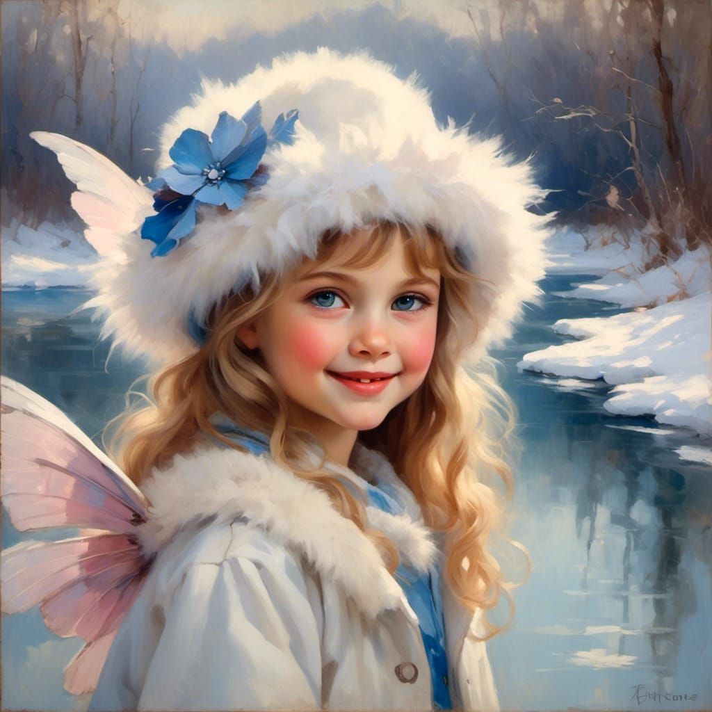 Beautiful Fairy Girl with Opalescent Wings