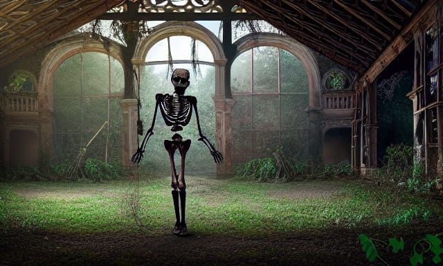 Skeleton Clown in Abandoned Victorian Circus