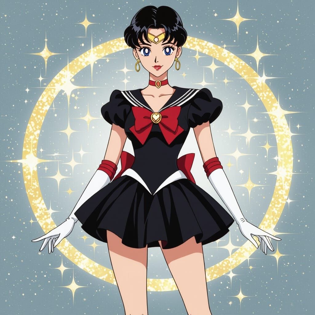 Elegant Black Sailor Moon Inspired Mini Dress
