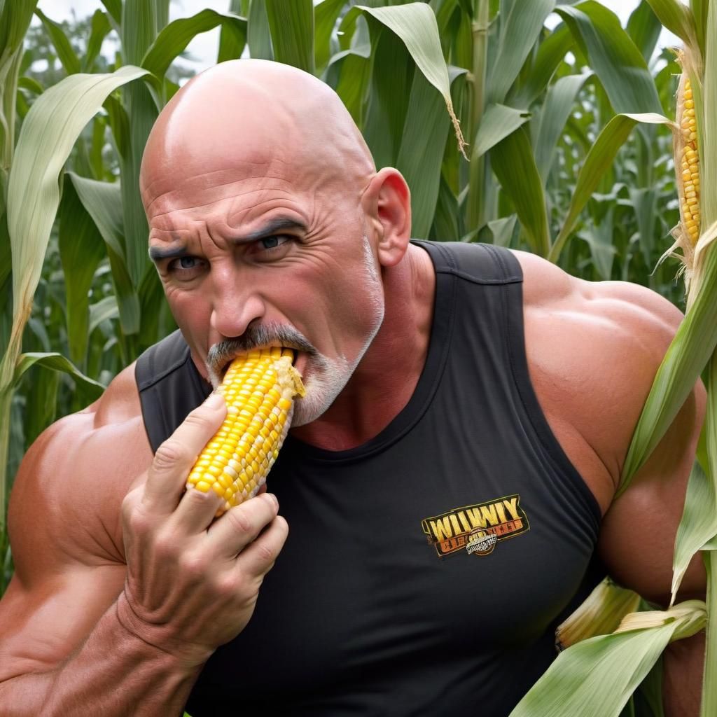 Bill Goldberg Eats Corn Sideways: AI Interpretation