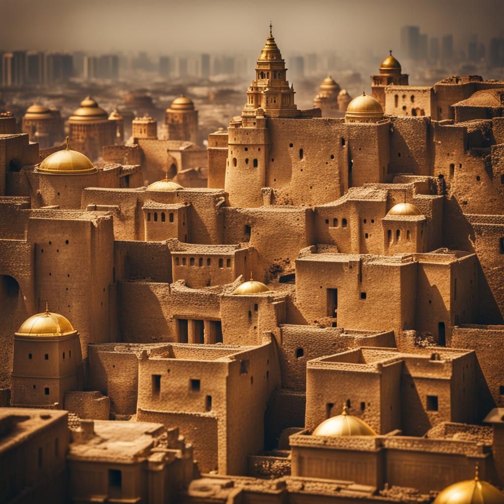 Golden Ancient City with High Walls