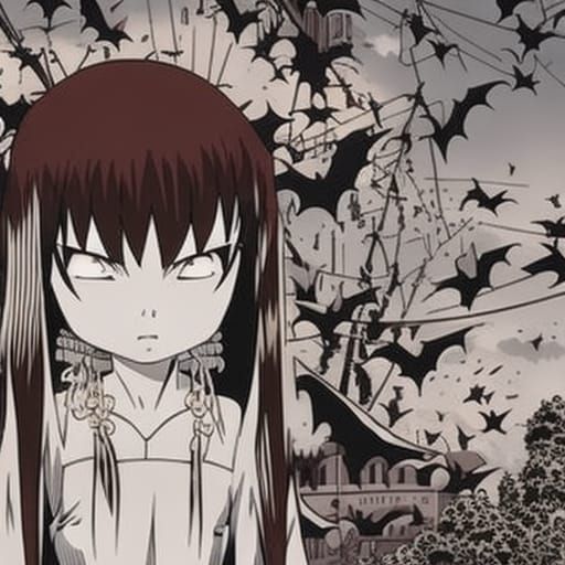 Scary Ghost Girl in Manga Style