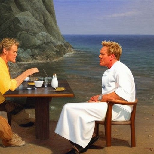 Jesus Calming Gordon Ramsey, Oil Painting