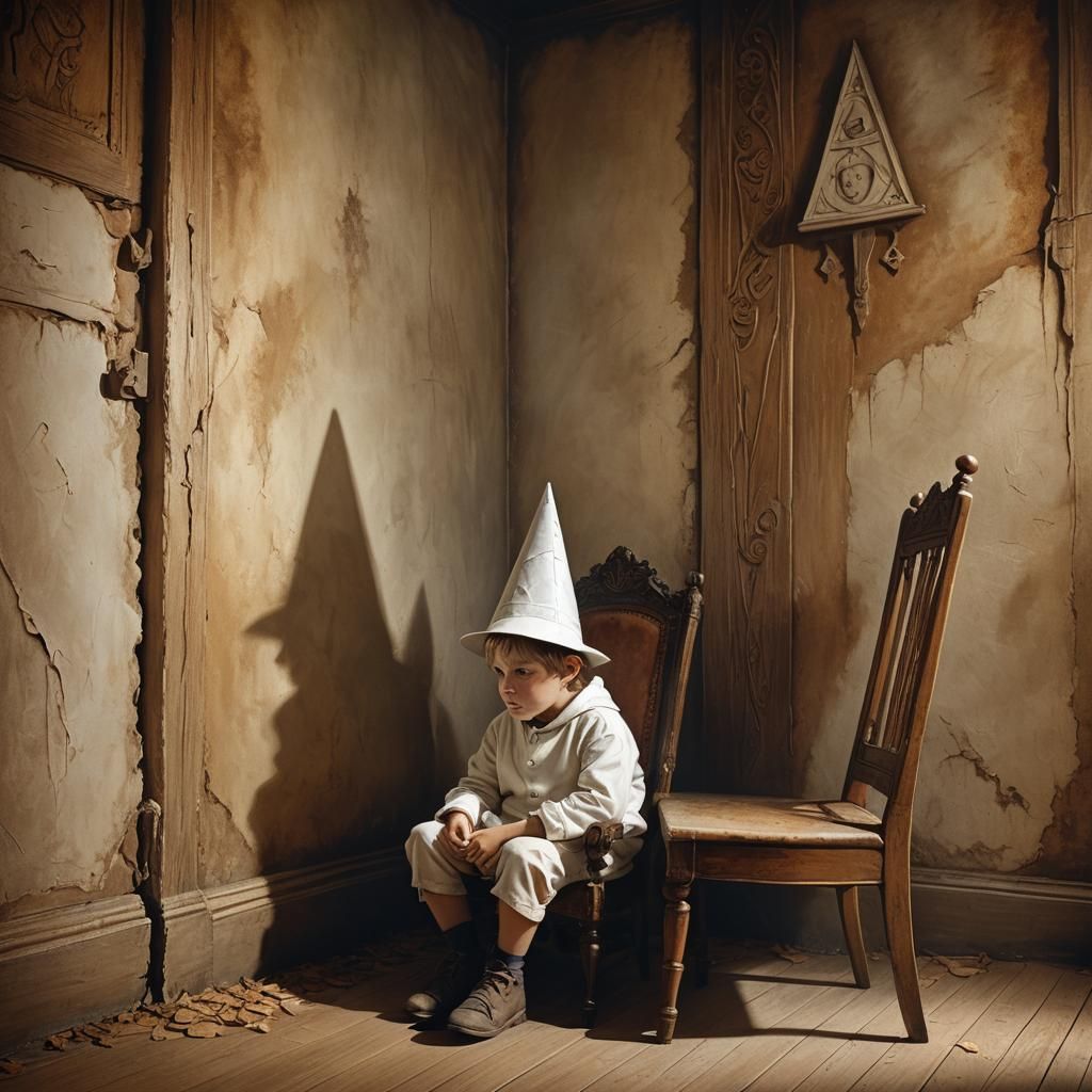 Boy in Dunce Cap, Fantasy Oil Painting