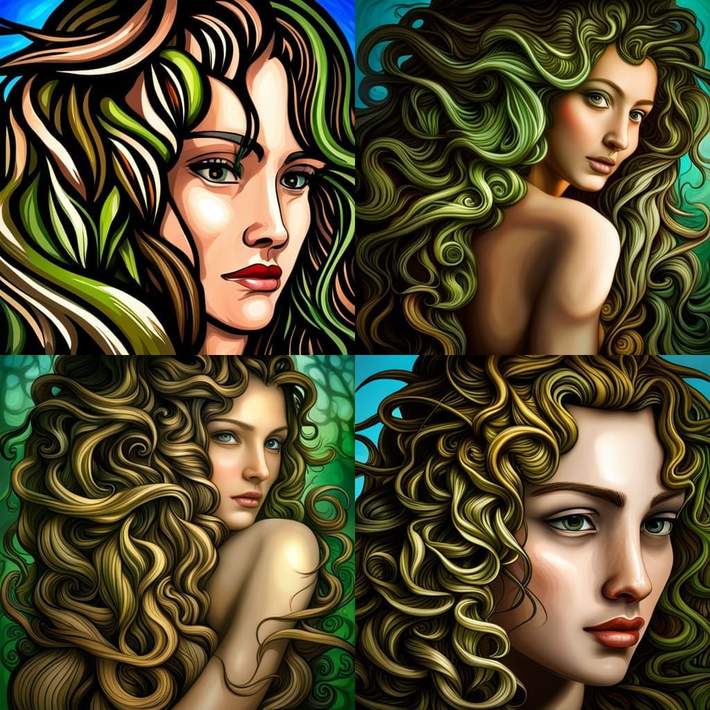 Detailed Portrait of Mother Nature with Vine Hair