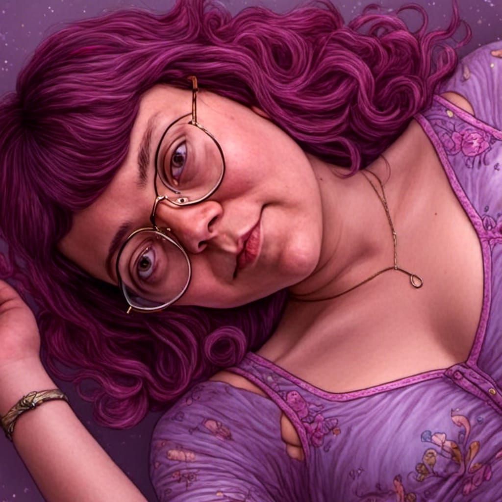 Pregnant Woman in Lilac Underwear: Detailed Matte Painting