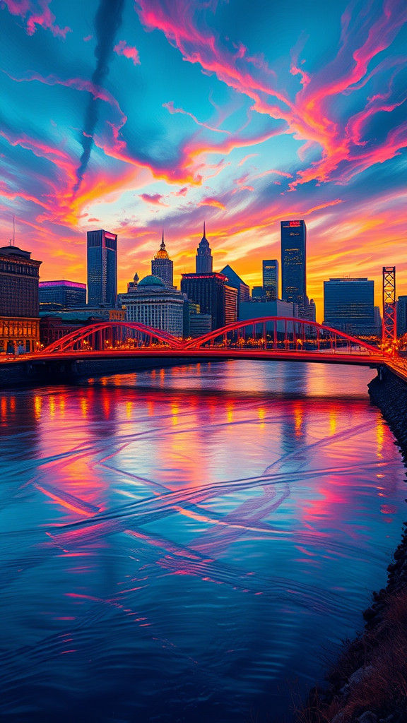 psychedelic Cincinnati skyline