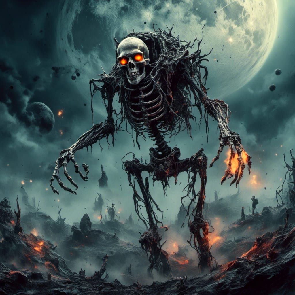 Neil Armstrong Skeleton's First Moon Step