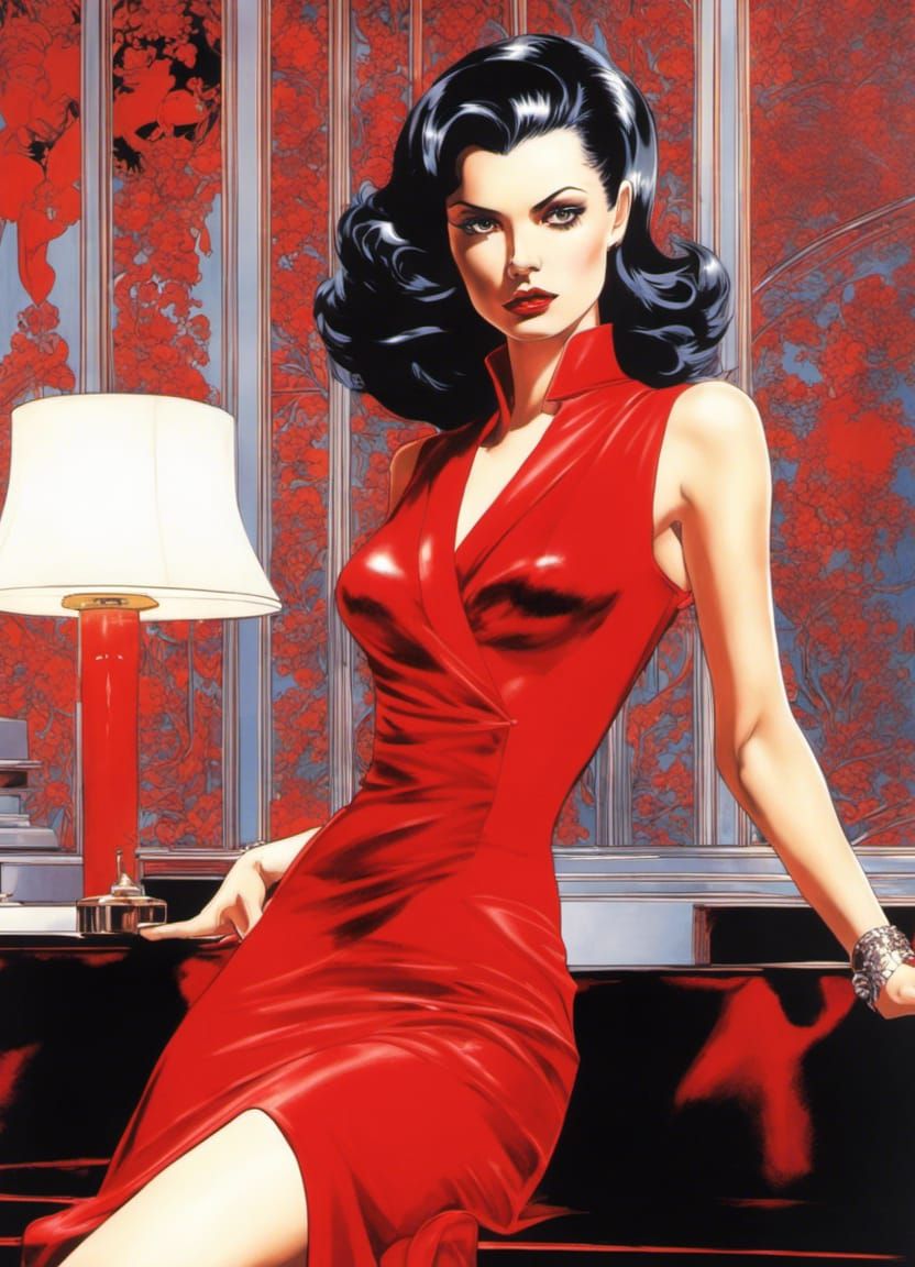 Vampire in Art Deco Style Illustration