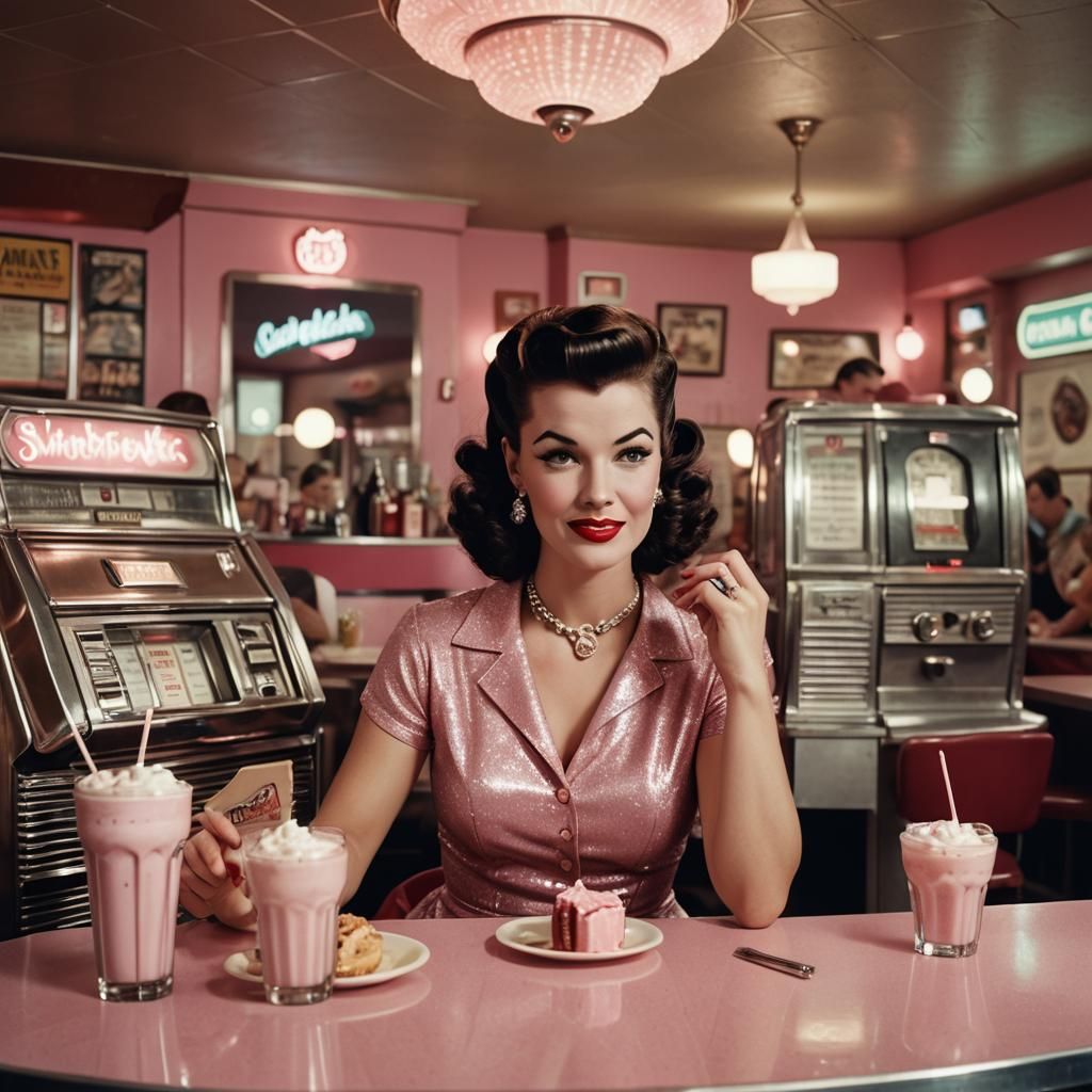 1950s Pinup Book Club Diner Ad