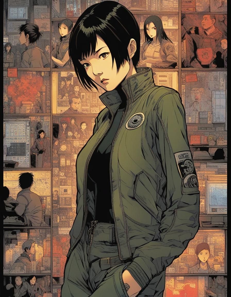 Cyberpunk Spy in Anime Style Agency HQ