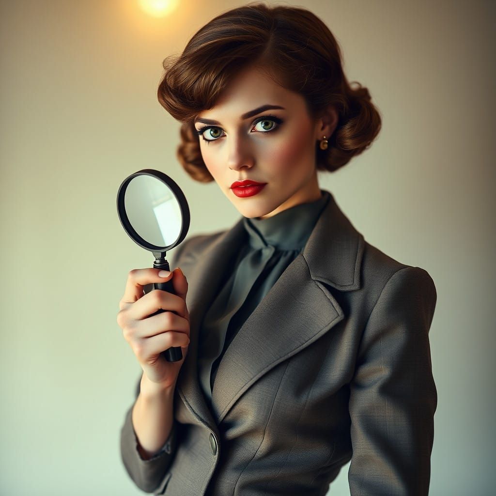 Vintage Nancy Drew Investigates with Determined Expression