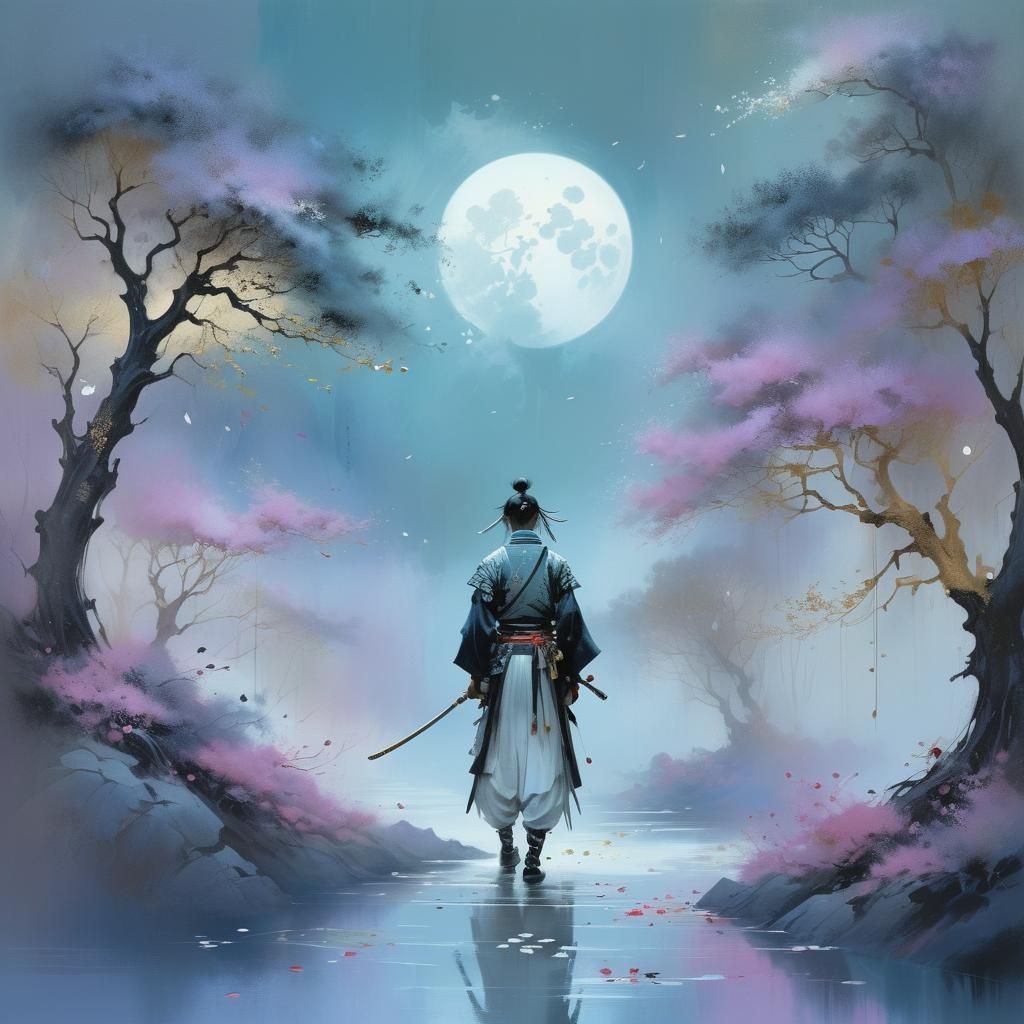 Surreal Samurai Illustration in Anne Bachelier Style