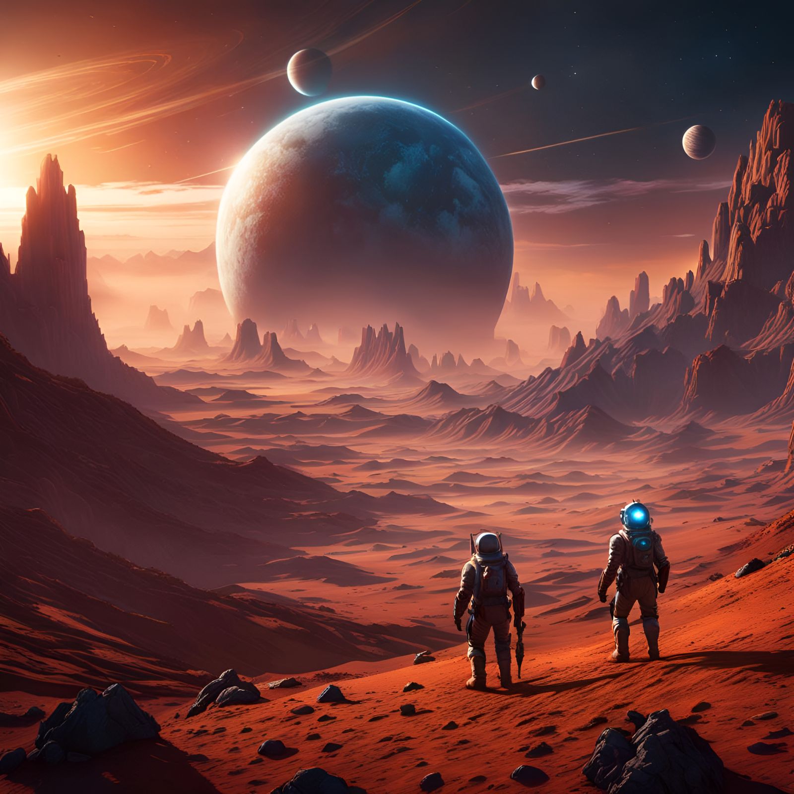 Space Traveler Discovers Unexplored Planet in Detailed Paint...