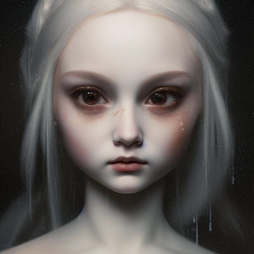 Dark Fantasy Porcelain Doll Portrait in 8k