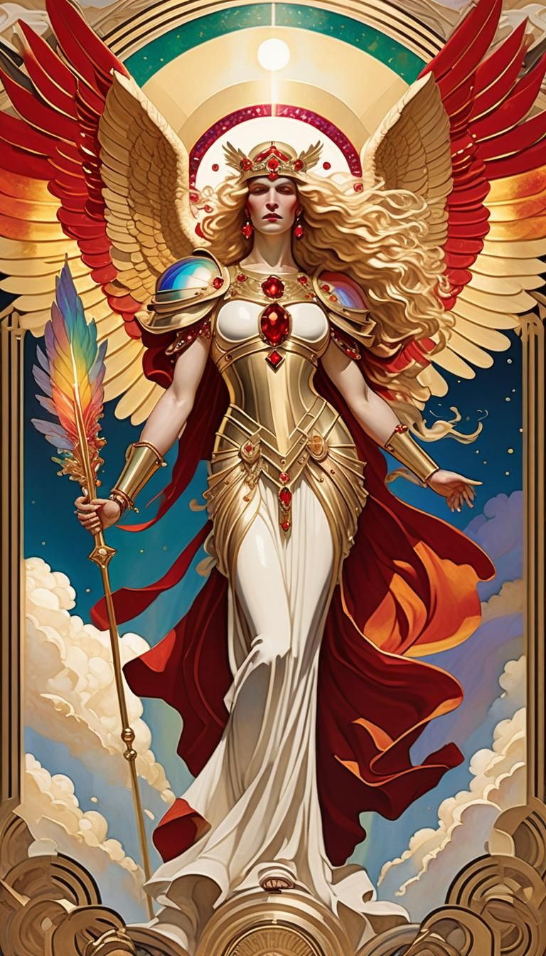 Extravagant Art Nouveau Archangel Tarot Card