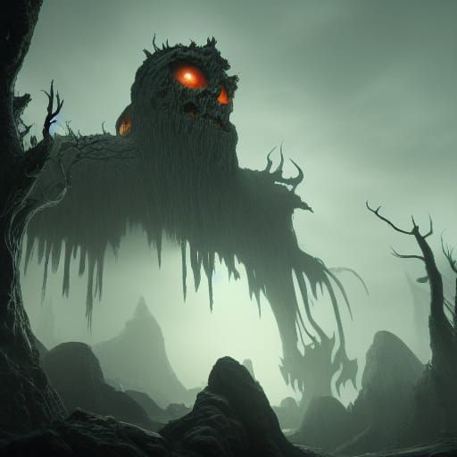 Scary Shadow Creature in Detailed Matte Painting Style