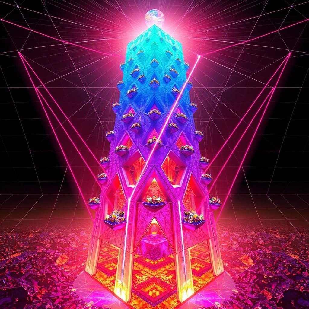 Surreal Fractal Citadel of Vibrant Light and Color