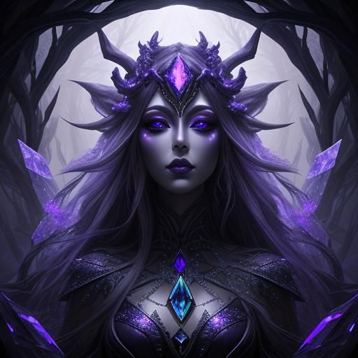 A dark elf female exiting a magical portal from an alien wor...