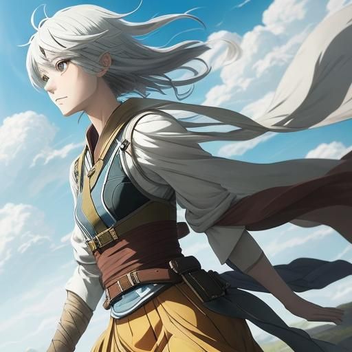 Anime Characters Floating in Sky: Manga Style