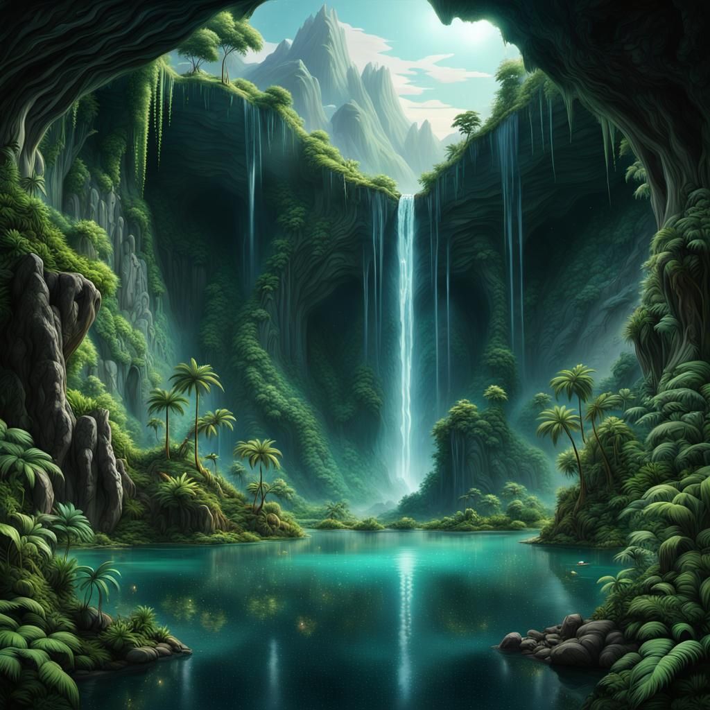 Magical Cavern Opens to Jungle Landscape