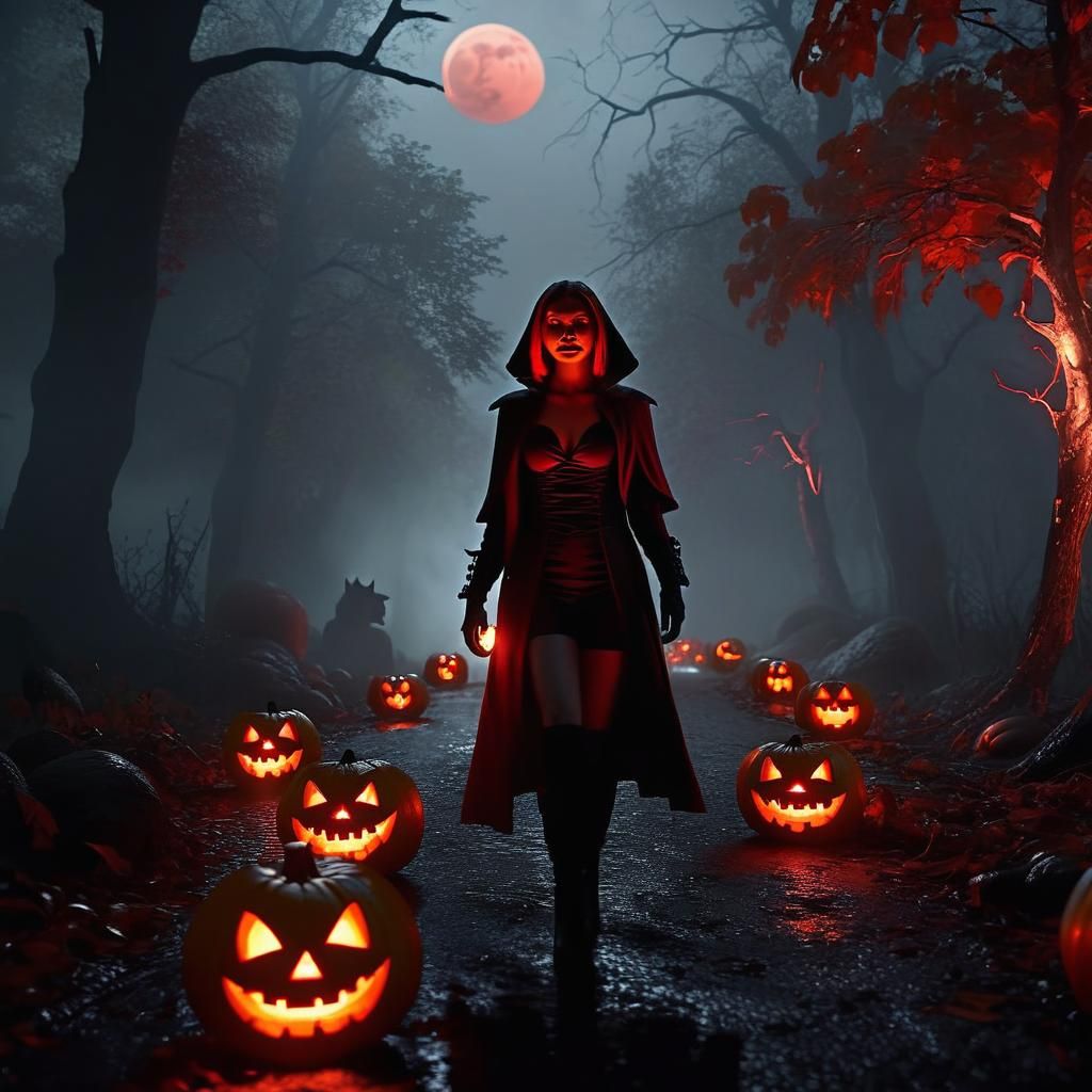 Vampires Guard a Misty Forest Path in Dark Fantasy