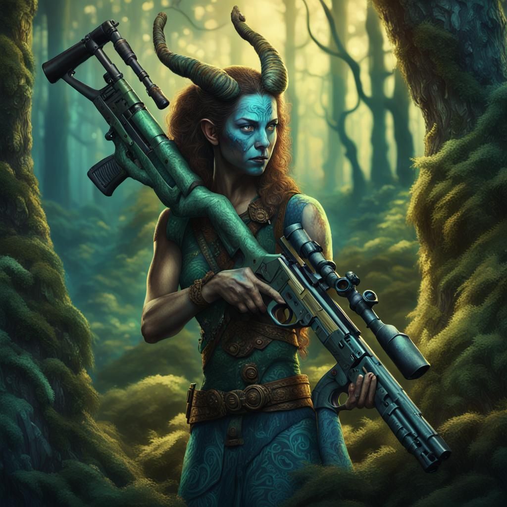 Satyr Gunslinger in Mystical Forest Concept Art
