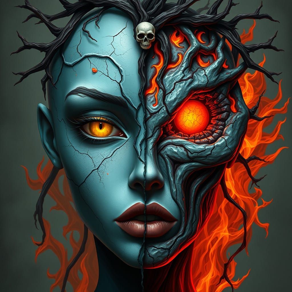 Duality of Existence: A Fantastical, Surreal Portrait