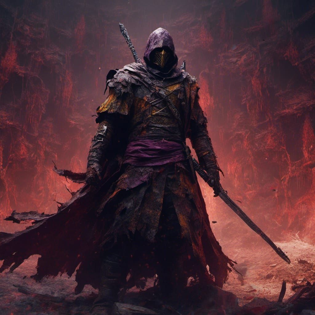 Ronin in Battle: Dark Fantasy Art in 8k