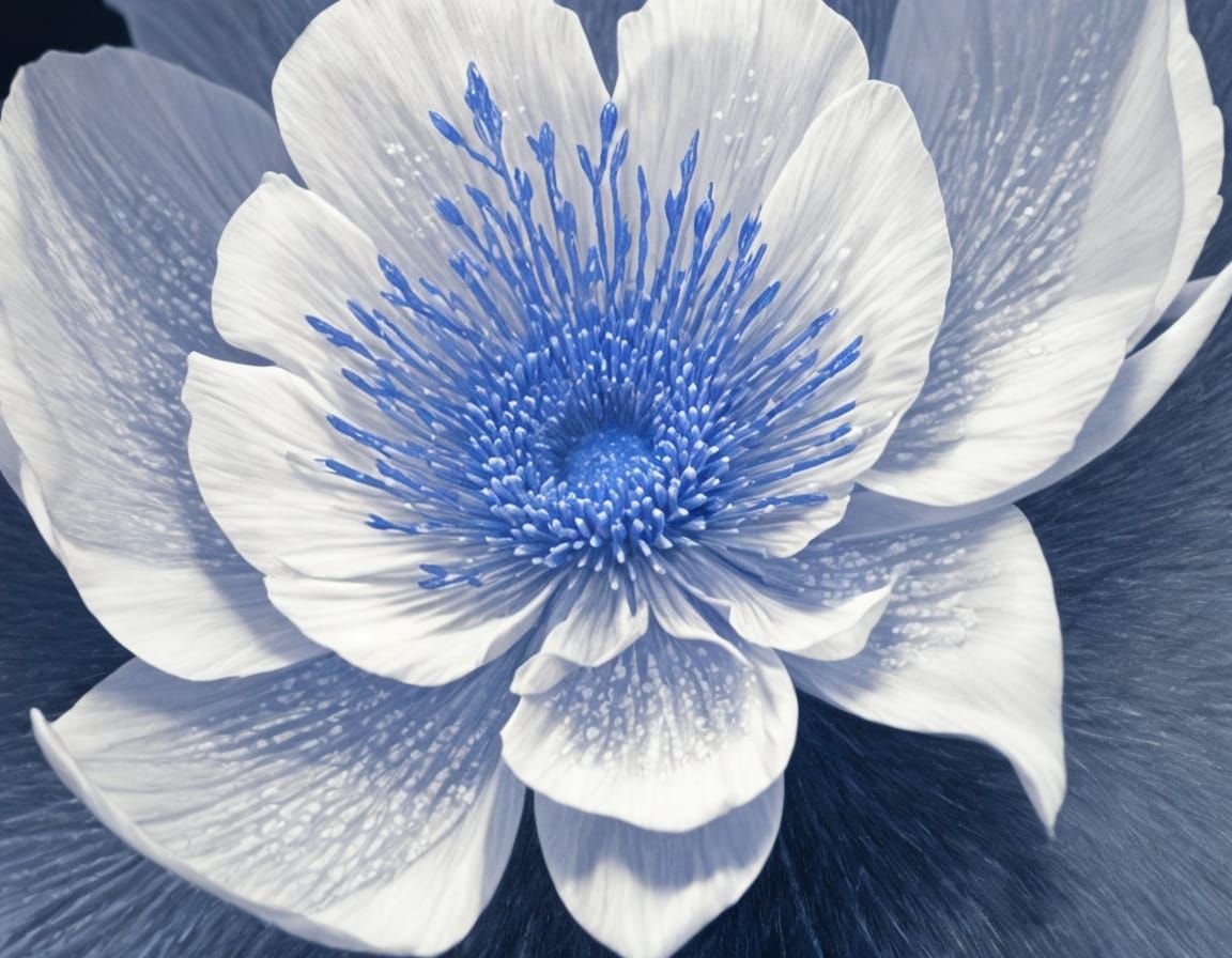 Thespesia Grandiflora in Bloom: Cerulean Ink Illustration