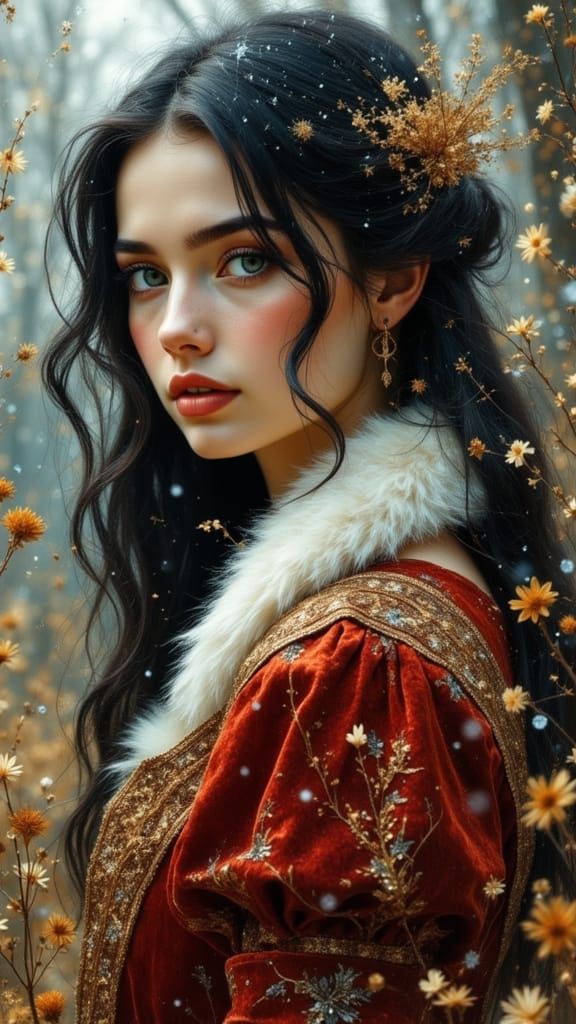 Ethereal Fairy Queen in Medieval Velvet Regalia