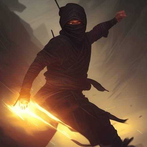 Ninja Shuriken Throwing: Dark Fantasy Concept Art