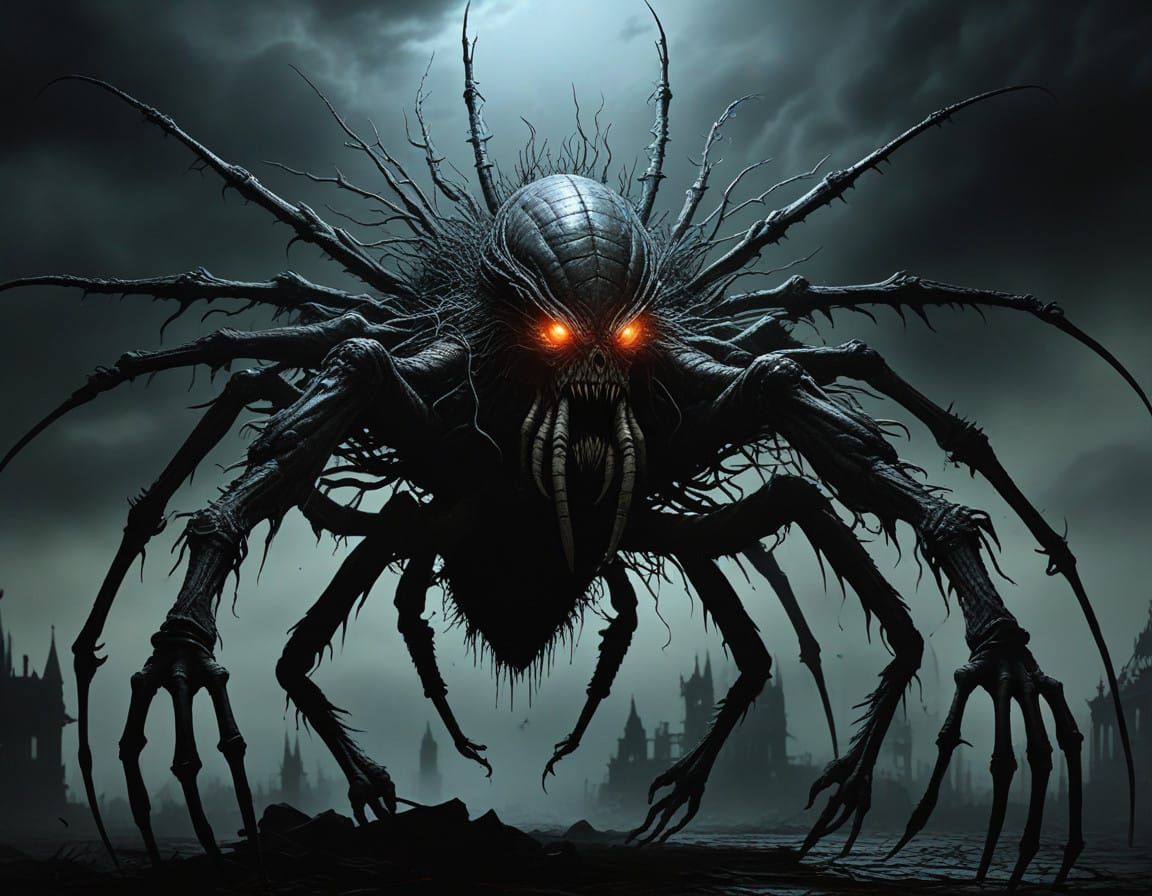 Ethereal Horror Vulture Spider Hybrid in Dark Fantasy Aesthe...