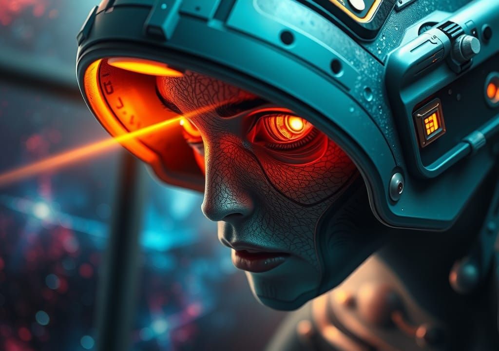 Hyperrealistic Extraterrestrial with Spaceship in the Univer...