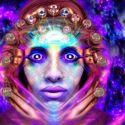 Cosmic Priestess in Astral Realm Illustration