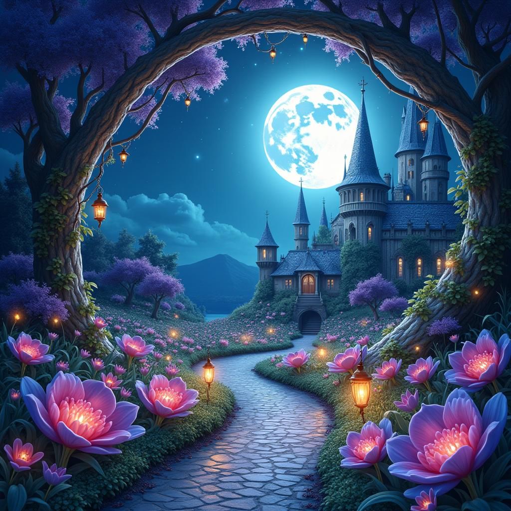 Gemstone Fairy Palace in Abstract Vector Style