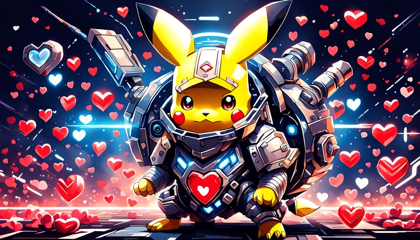 armored cute pikachu brings love
