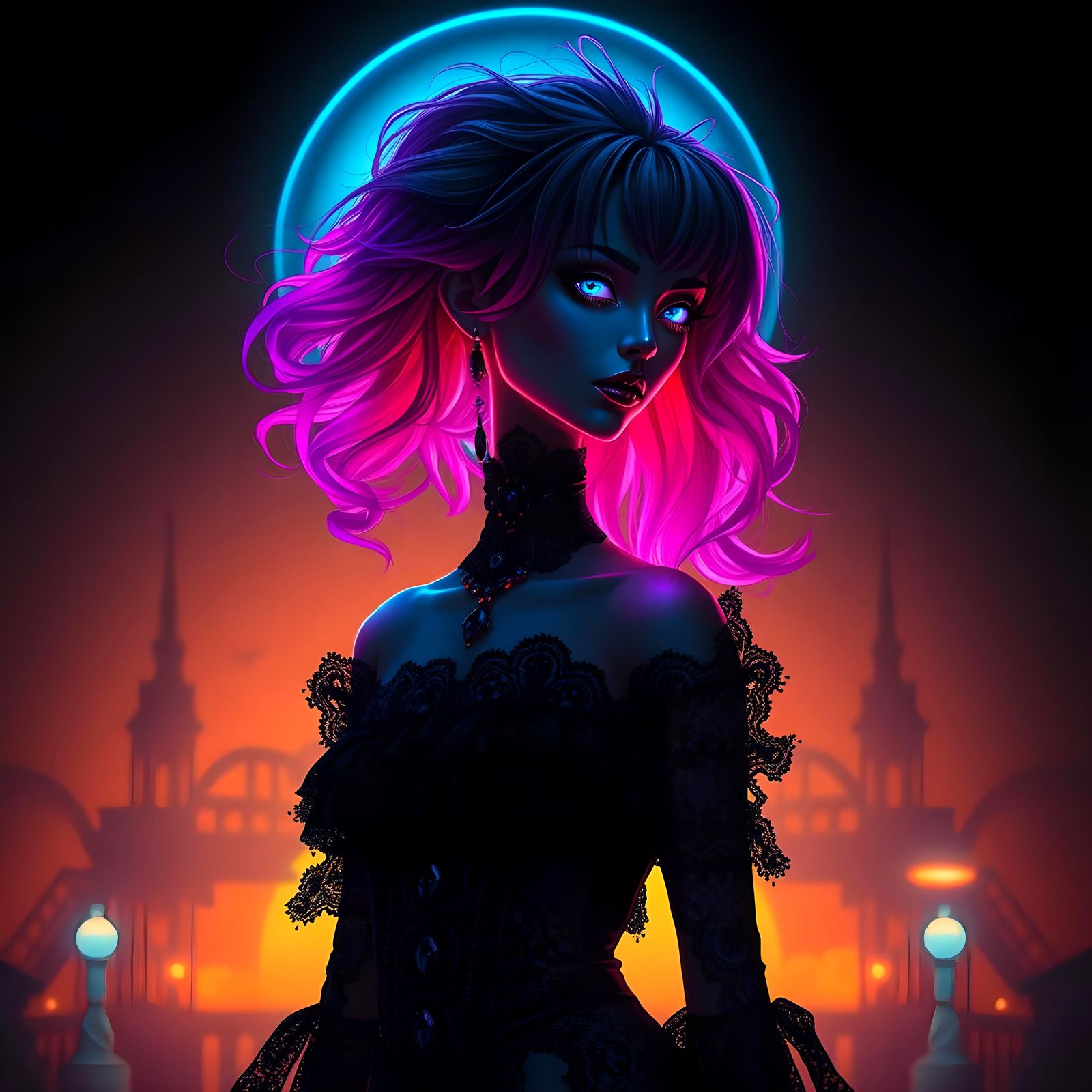 Gothic Hybrid Woman in Ethereal Art Nouveau Style