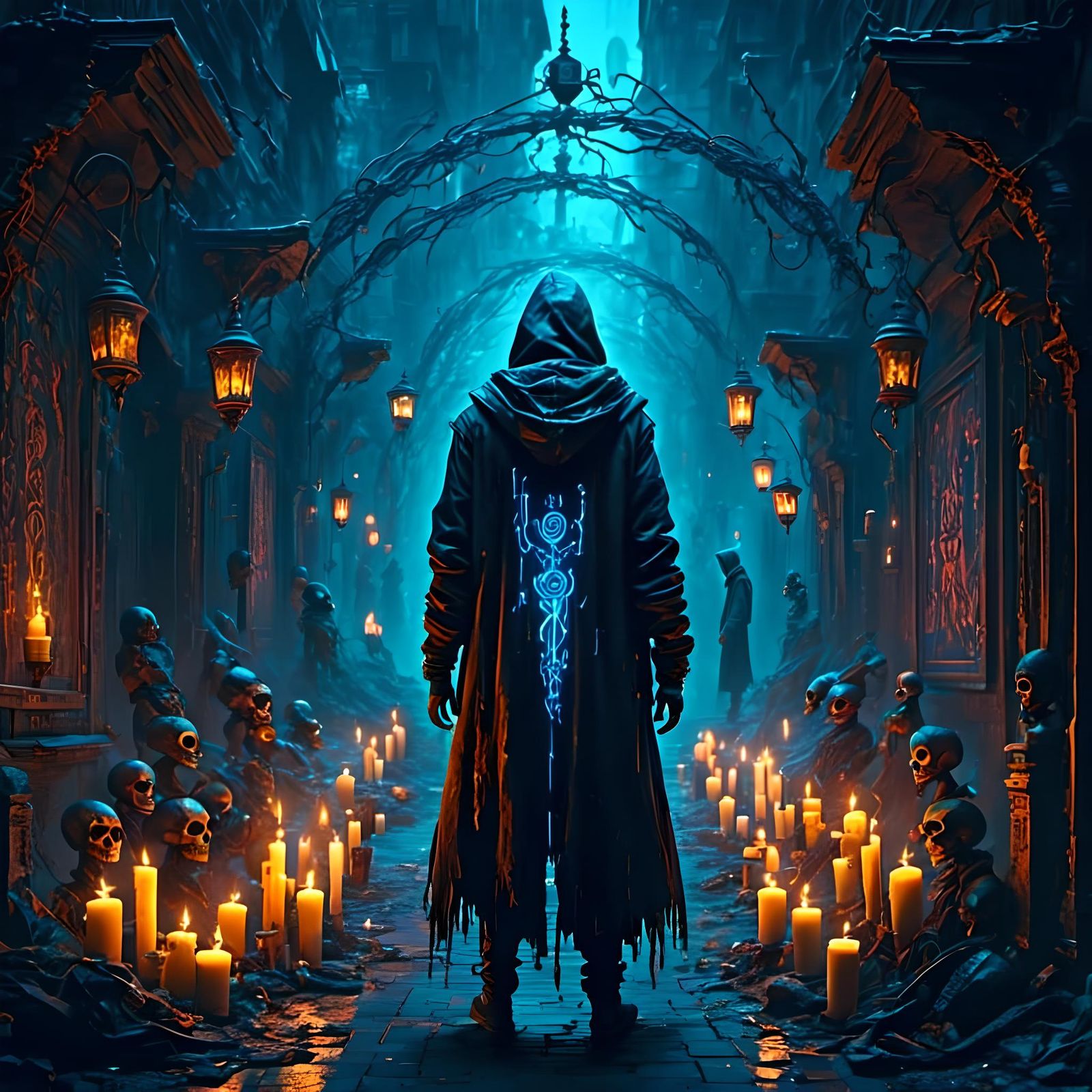 Cyberpunk Voodoo Scene: A Fusion of Worlds