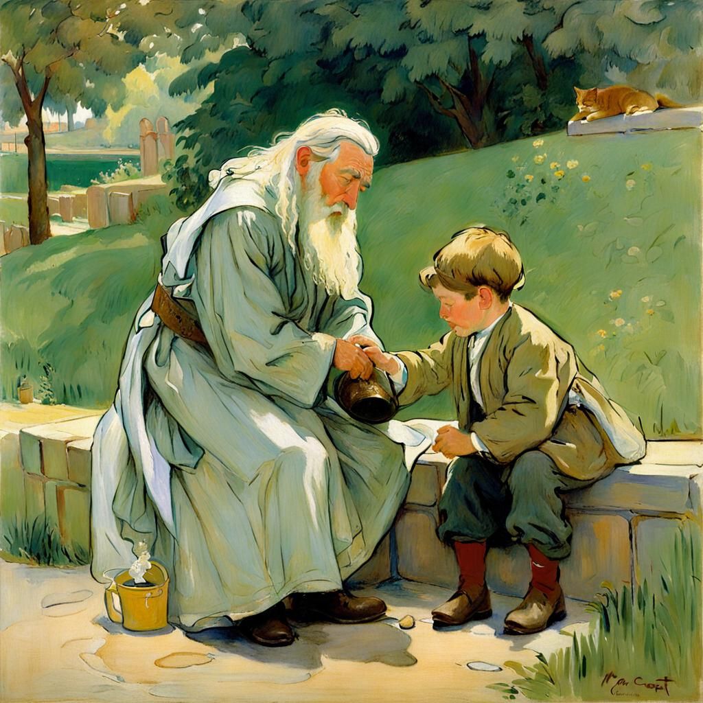 Gandalf Does Laundry: An Impressionist Scene