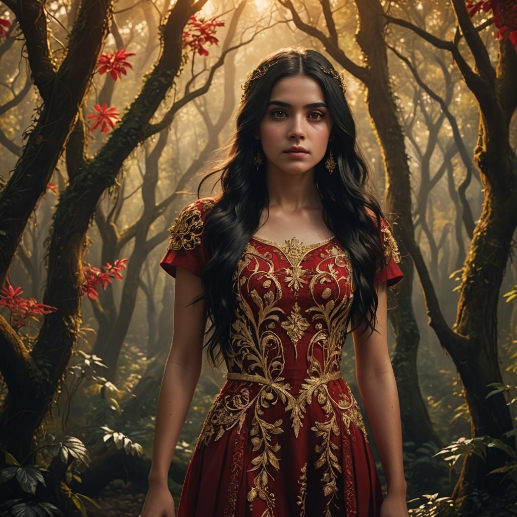 Spanish Beauty in Mystical Forest: Fantasy Concept Art