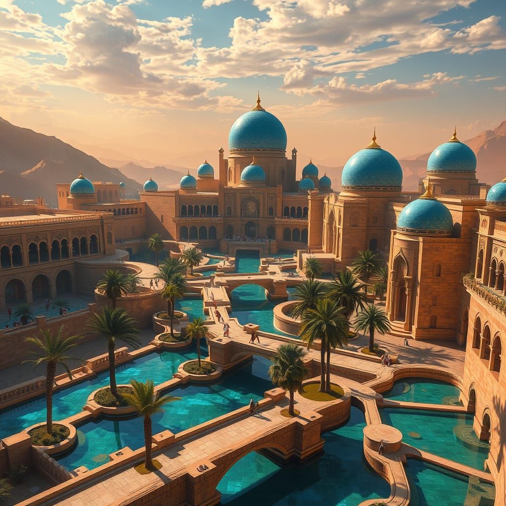 Cyberpunk Desert Metropolis at Sunset